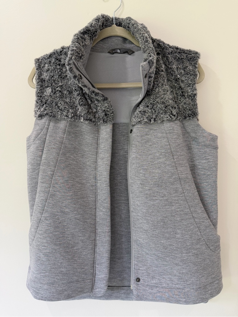 The North Face Heather Gray Faux Fur-Lined Vest - Picture 2 of 5